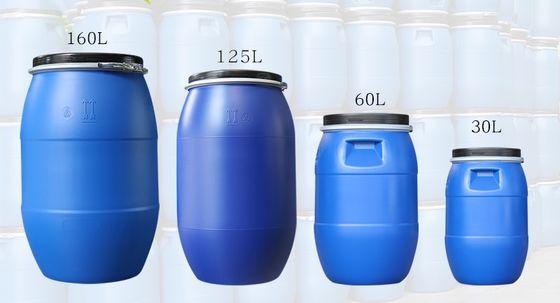 HDPE البلاستيك طبل برميل 30 لتر - 160 لتر شكل اسطوانة مع طوق الحديد