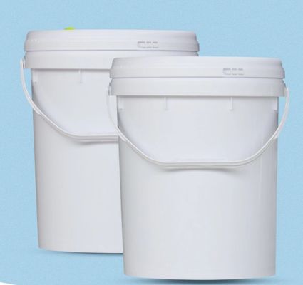 دلاء بلاستيكية بيضاء أسطوانية الغذاء الصف 5 جالون دلاء الطلاء HDPE