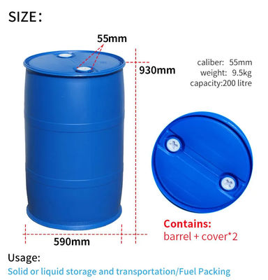 HDPE 200 لتر تخزين البلاستيك برميل 200L المواد الخام البلاستيك ISO9001